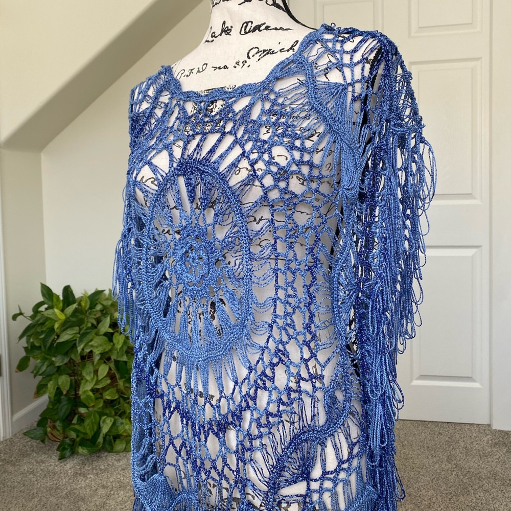 NWT La Seine blue crochet swimwear coverup - Picture 3 of 7